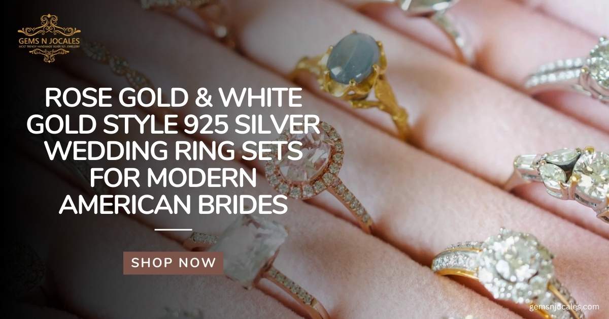 Rose Gold & White Gold Style 925 Silver Wedding Ring Sets for Modern American Brides